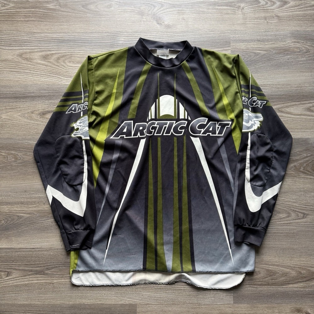 VTG Arctic Cat Jersey Shirt Men's L Snowmobile Racing Long Sleeve Made in USA